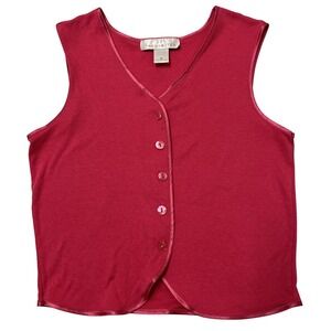 Vintage Y2K Limited Top Womens M Pink Ribbed Button Front Sleeveless Coquette